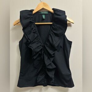 Ralph Lauren Black Ruffled Blouse